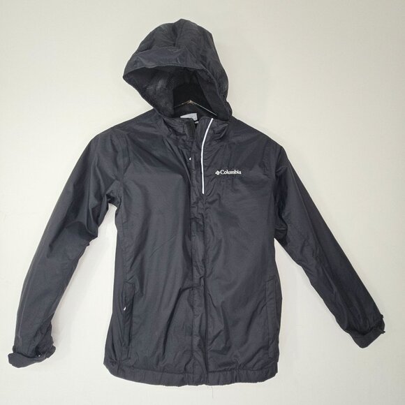 Columbia Kids Medium Black Full Zip Rain Jacket - Picture 1 of 6